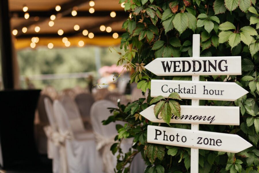 Sign for guests to help them to find the place of wedding, photo